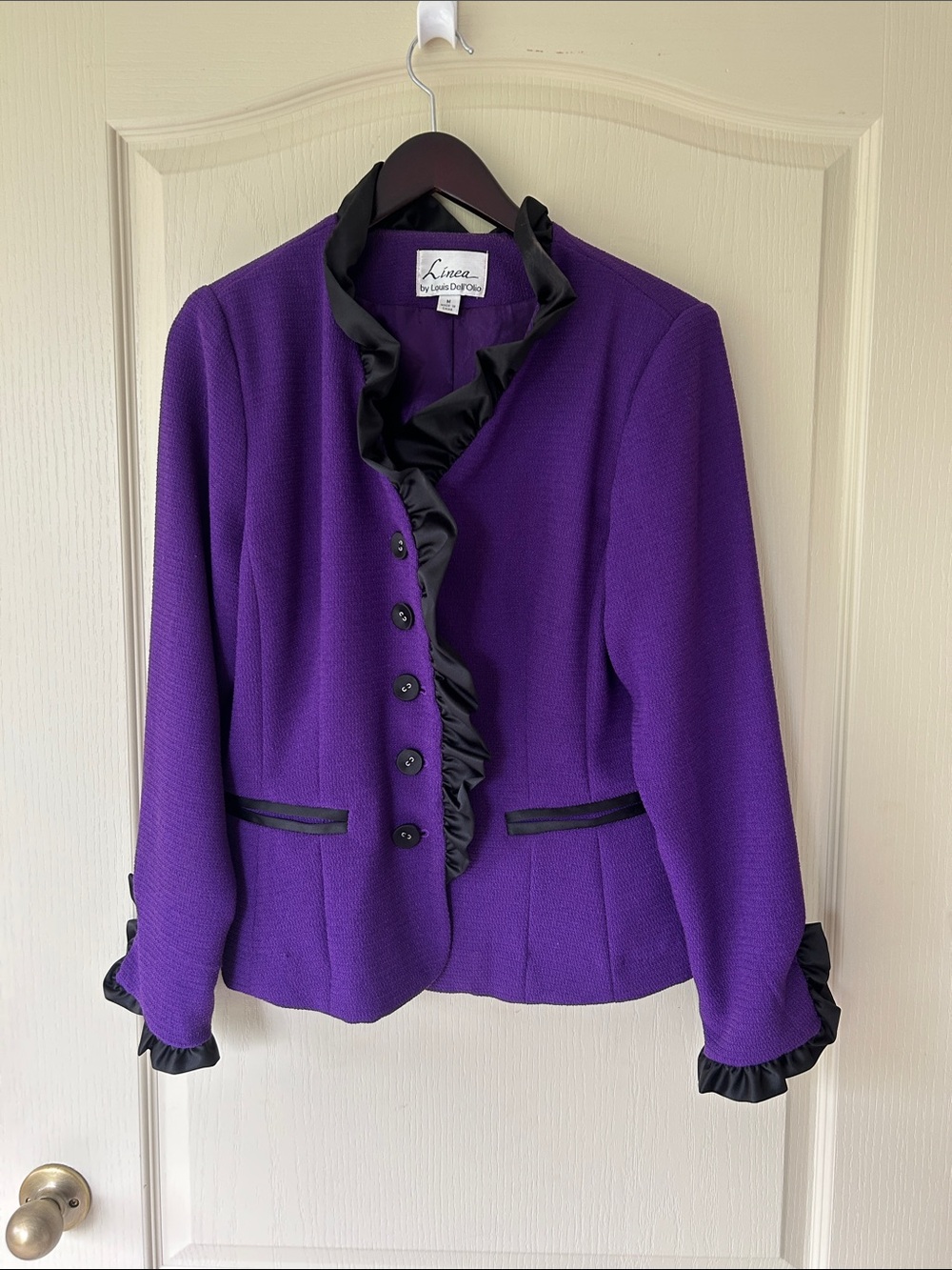 Linea by Louis Dell’Olio Purple Ruffle Button Jacket